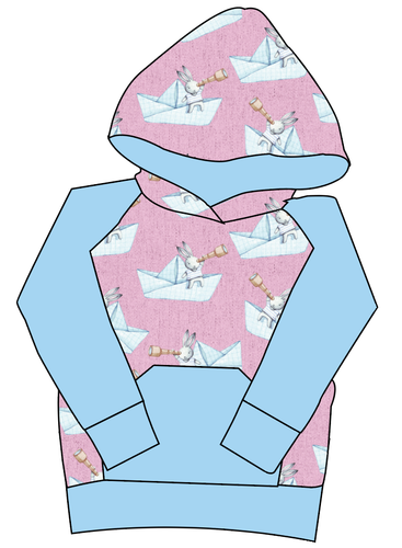 Rose Paper Boat Bunnies Mens' Hoodie