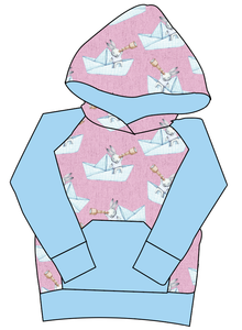 Rose Paper Boat Bunnies Mens' Hoodie