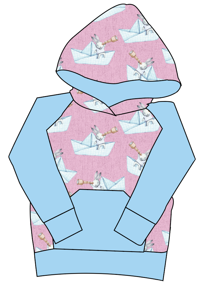 Rose Paper Boat Bunnies Mens' Hoodie