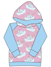 Load image into Gallery viewer, Rose Paper Boat Bunnies Ladies Hoodie