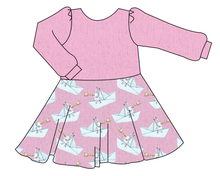 Load image into Gallery viewer, Rose Paper Boat Bunnies Prairie Dress