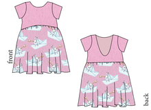 Load image into Gallery viewer, Rose Paper Boat Bunnies Low Back Dress