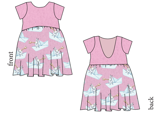 Rose Paper Boat Bunnies Low Back Dress