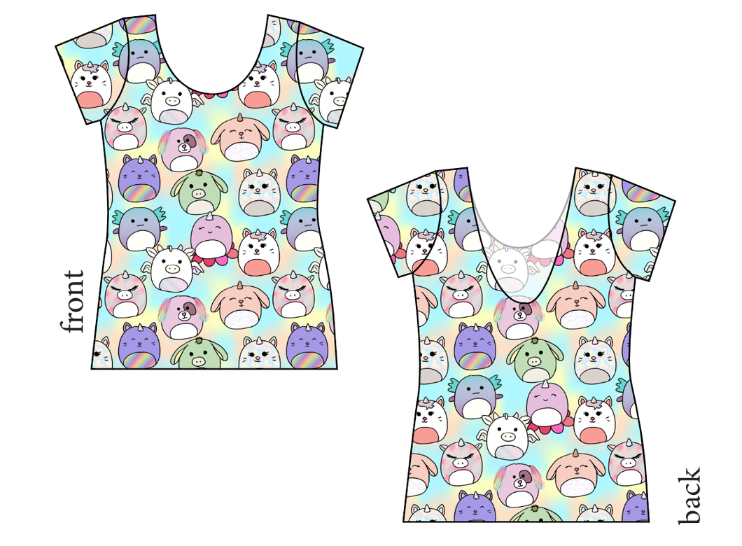 Mythical Squish Friends Ladies' Low Back Ballerina Tee