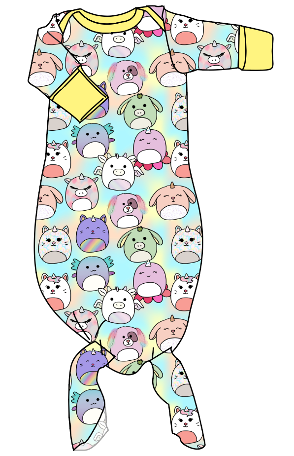 Mythical Squish Friends Newborn Knotted Gown