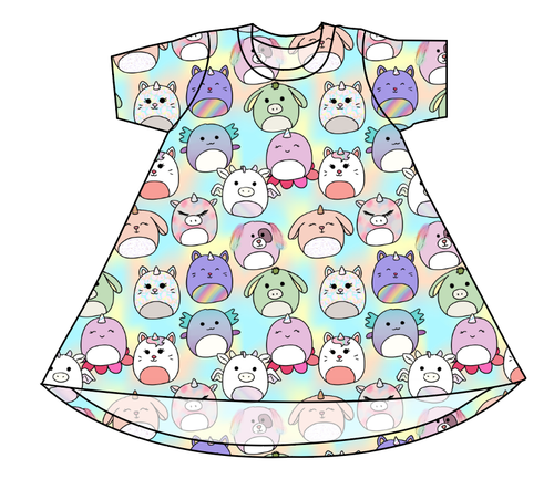 Mythical Squish Friends Basic T-Shirt Dress