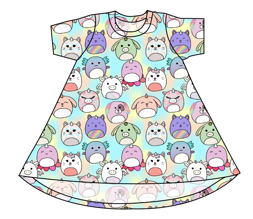 Mythical Squish Friends Basic T-Shirt Dress