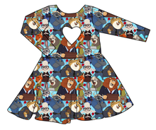 Load image into Gallery viewer, Mammal Metropolis Molly Heart Back Twirly Dress