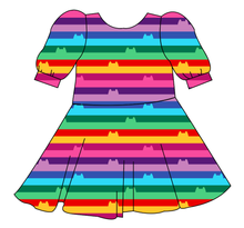 Load image into Gallery viewer, Meow Stripes Prairie Dress