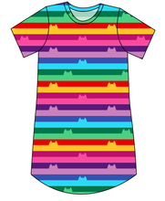 Load image into Gallery viewer, Meow Stripes Ladies&#39; T-Shirt Dress