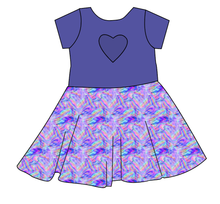 Load image into Gallery viewer, Rainbow Holo Marker Molly Heart Back Twirly Dress