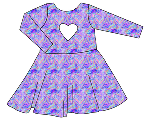 Rainbow Holo Marker Molly Heart Back Twirly Dress