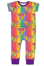 Load image into Gallery viewer, Rainbow Lollipops Bennett Pants and Shorts Length T-Shirt Romper