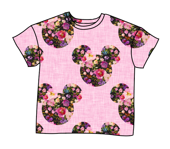 Floral Mouse Ears Oversized Tee