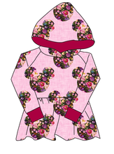 Load image into Gallery viewer, Floral Mouse Ears Peplum Hoodie (or Crewneck)
