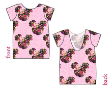 Load image into Gallery viewer, Floral Mouse Ears Low Back Ballerina Tee