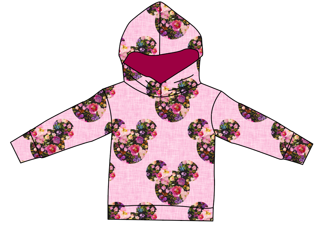 Floral Mouse Ears Oversized Hoodie