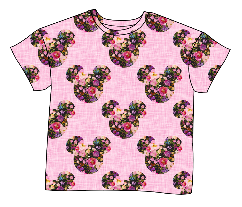 Floral Mouse Ears Ladies' Oversized Tee