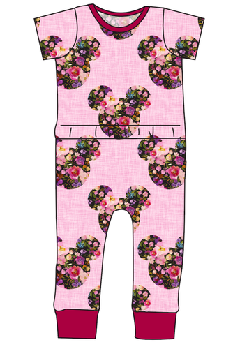 Floral Mouse Ears Bennett Pants and Shorts Length T-Shirt Romper