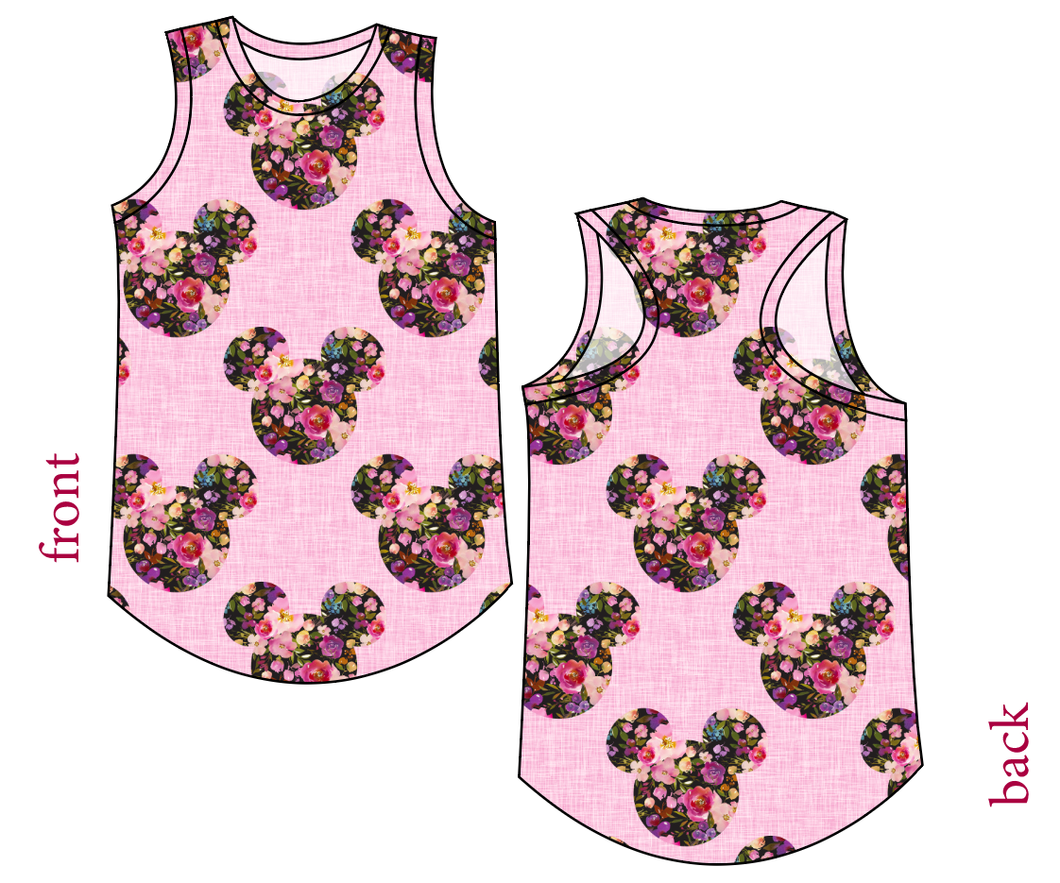 Floral Mouse Ears Ladies' Summer Tank