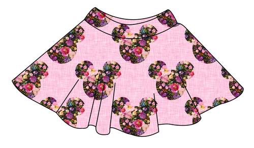 Floral Mouse Ears Ladies' Circle Skirt
