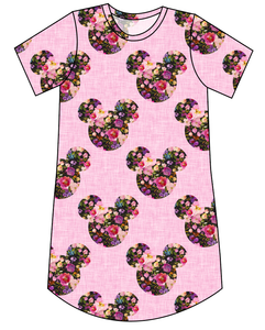 Floral Mouse Ears Ladies' T-Shirt Dress