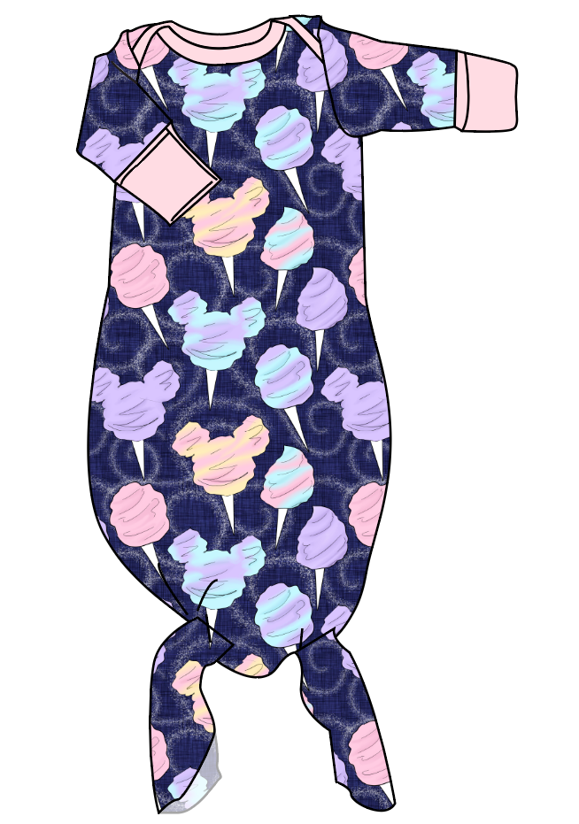 Candy Floss Newborn Knotted Gown