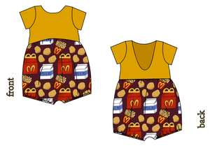 Happy Snacks Low Back Romper and Bubble Romper