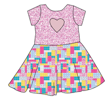Load image into Gallery viewer, Cupcake Blocks Molly Heart Back Twirly Dress