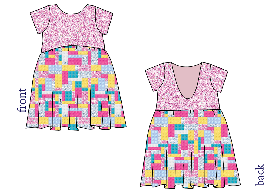 Cupcake Blocks Low Back Dress