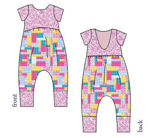 Cupcake Blocks Low Back Romper and Bubble Romper