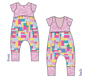 Cupcake Blocks Low Back Romper and Bubble Romper
