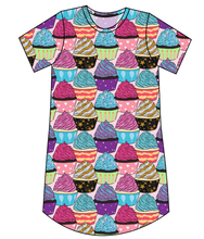 Load image into Gallery viewer, Celebration Cupcakes Ladies&#39; T-Shirt Dress