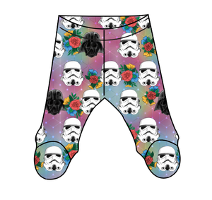 Floral Space Troopers Newborn Footed Pants