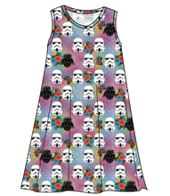 Load image into Gallery viewer, Floral Space Troopers Ladies&#39; Swing Dress