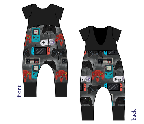 Game Controllers Low Back Romper and Bubble Romper