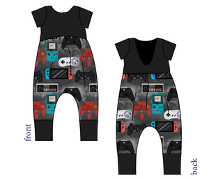 Game Controllers Low Back Romper and Bubble Romper