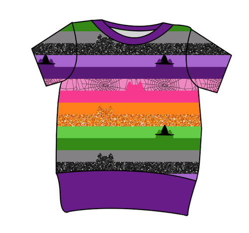 Spooky Meow Stripes Grow With Me Tee