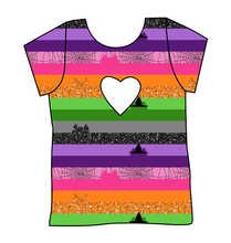 Load image into Gallery viewer, Spooky Meow Stripes Cambria Heart Back Tee