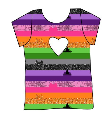 Spooky Meow Stripes Cambria Heart Back Tee