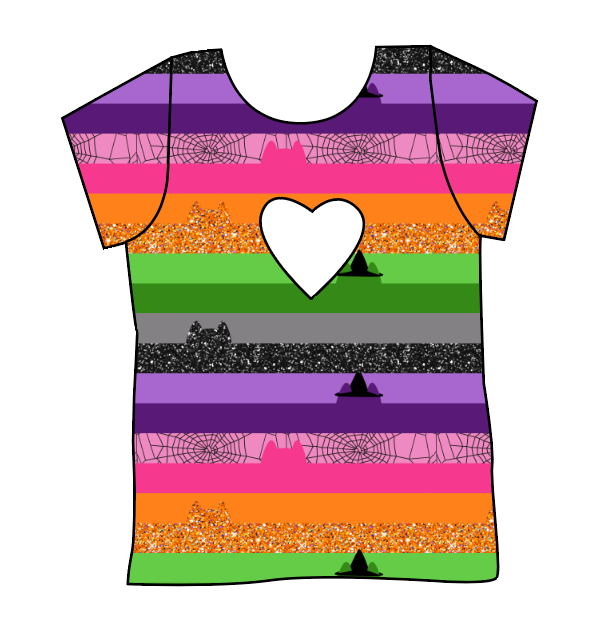 Spooky Meow Stripes Cambria Heart Back Tee