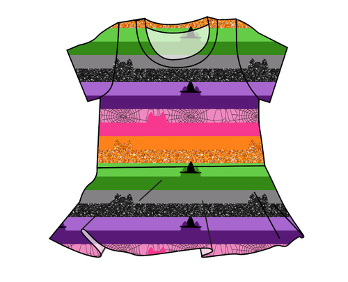 Spooky Meow Stripes Peplum Top