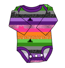 Load image into Gallery viewer, Spooky Meow Stripes Lap Neck Bodysuit