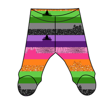 Load image into Gallery viewer, Spooky Meow Stripes Newborn Footed Pants