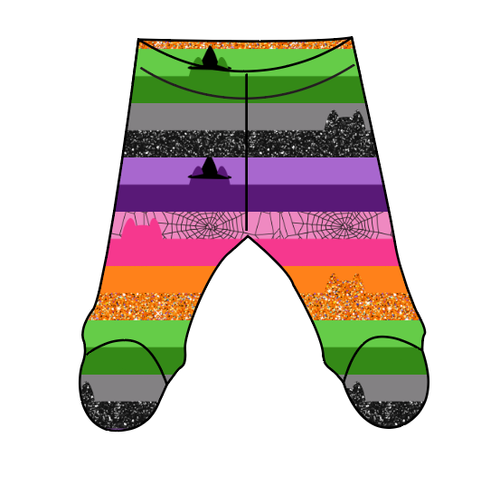 Spooky Meow Stripes Newborn Footed Pants