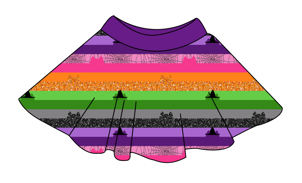 Spooky Meow Stripes Circle Skirt