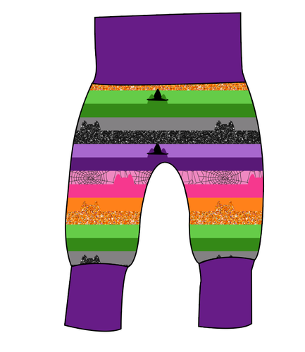 Spooky Meow Stripes Grow With Me Pants And Shorts
