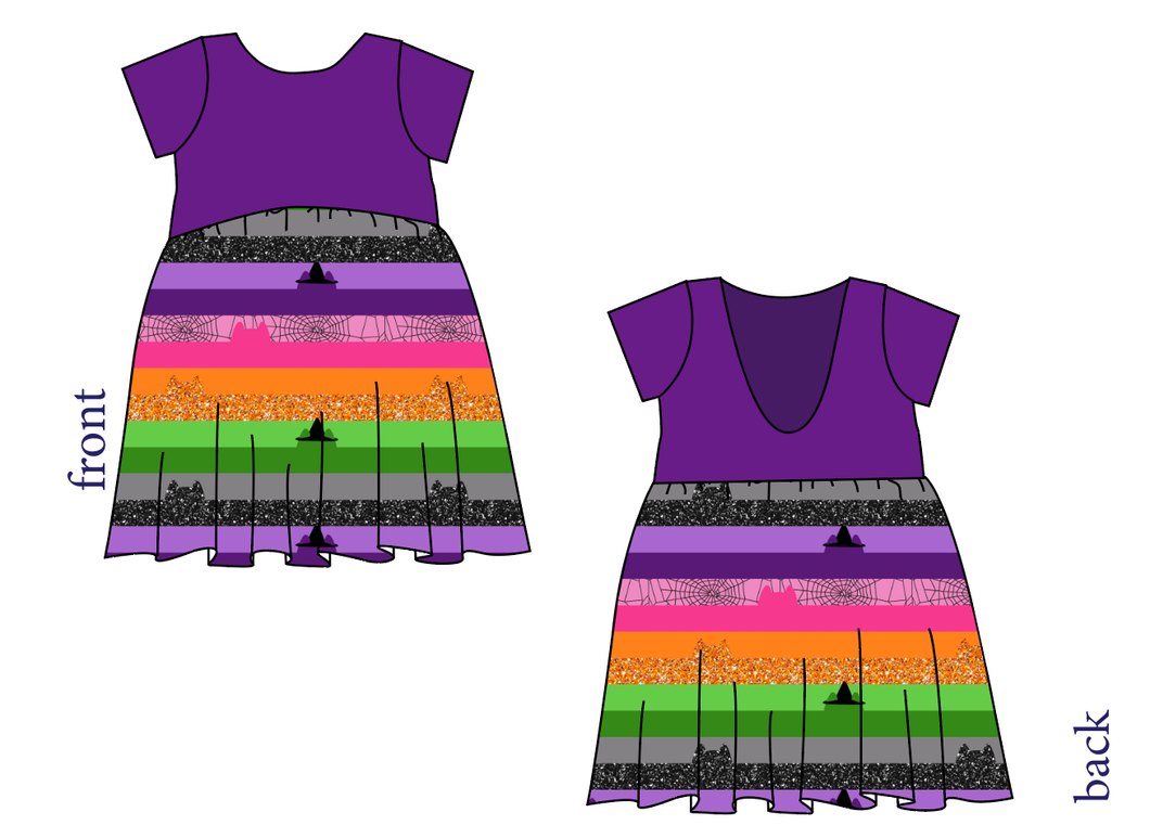 Spooky Meow Stripes Low Back Dress