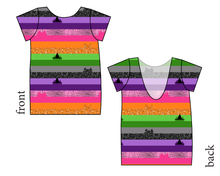 Load image into Gallery viewer, Spooky Meow Stripes Low Back Ballerina Tee