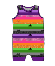 Load image into Gallery viewer, Spooky Meow Stripes Emmett Pants And Shorts T-Shirt Romper